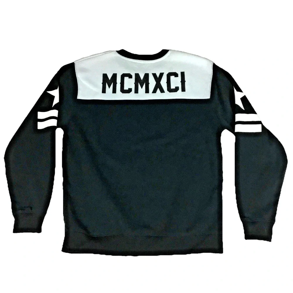 Southpole Mens Large‎ Black White MCMXCI Graphic Crewneck Sweatshirt Streetwear